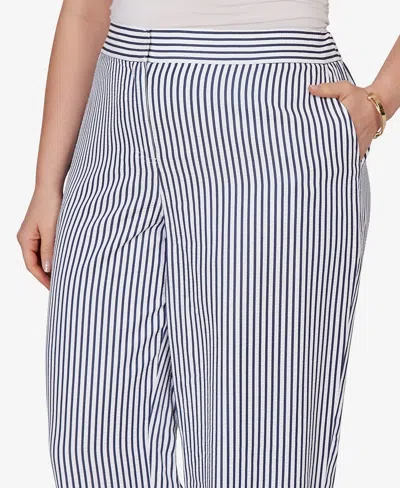 Ruby Rd. Plus Size Striped Seersucker Fly-front Capri Pants In Blue