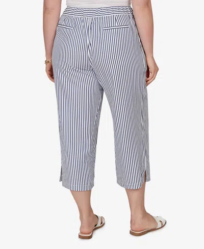 Ruby Rd. Plus Size Striped Seersucker Fly-front Capri Pants In Blue