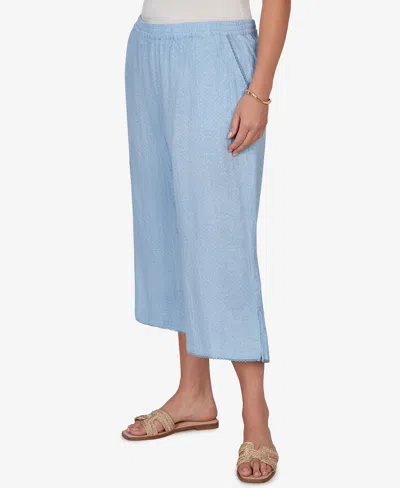 Ruby Rd. Plus Size Snow Washed Gauze Pull-on Capri Pants In Blue