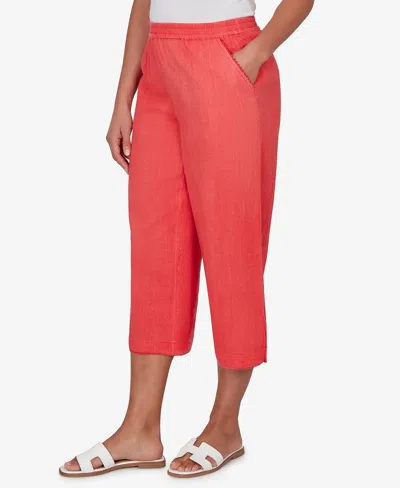 Ruby Rd. Petite Snow Washed Gauze Pull-on Capri Pants In Red
