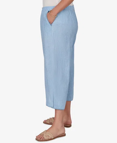 Ruby Rd. Plus Size Snow Washed Gauze Pull-on Capri Pants In Blue