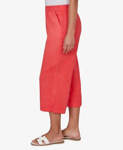 Ruby Rd. Petite Snow Washed Gauze Pull-on Capri Pants In Red