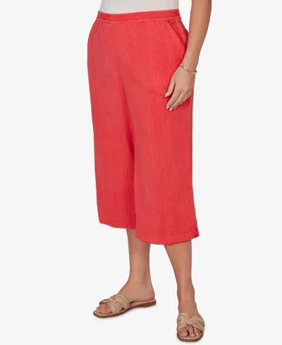 Ruby Rd. Plus Size Snow Washed Gauze Pull-on Capri Pants In Red