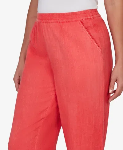Ruby Rd. Petite Snow Washed Gauze Pull-on Capri Pants In Red