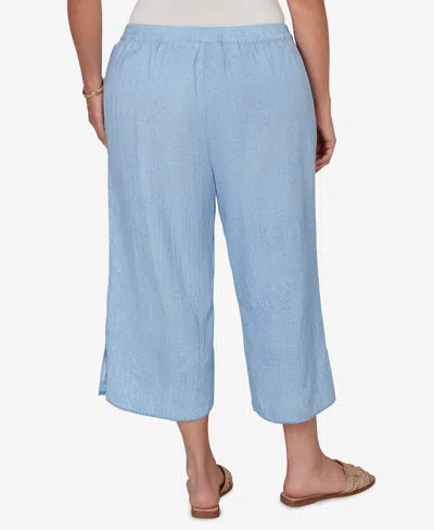 Ruby Rd. Plus Size Snow Washed Gauze Pull-on Capri Pants In Blue