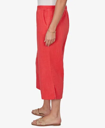 Ruby Rd. Plus Size Snow Washed Gauze Pull-on Capri Pants In Red