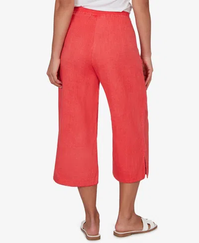 Ruby Rd. Petite Snow Washed Gauze Pull-on Capri Pants In Red