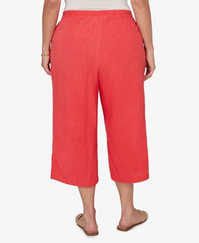 Ruby Rd. Plus Size Snow Washed Gauze Pull-on Capri Pants In Red