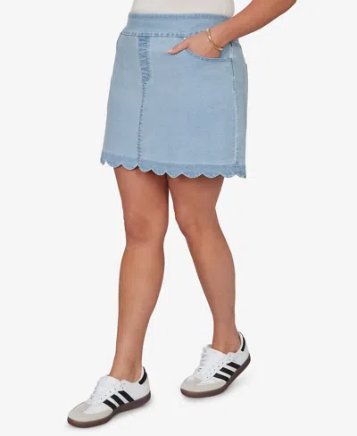 Ruby Rd. Plus Size Scalloped Hem Stretch Denim Skort In Blue