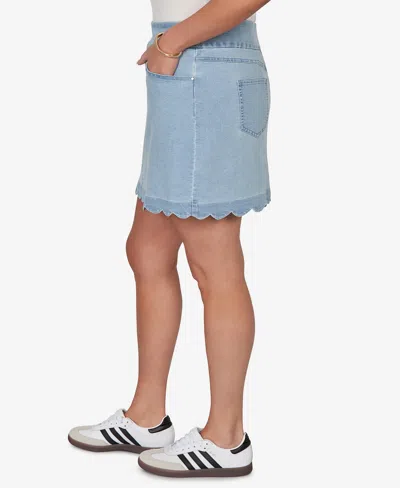 Ruby Rd. Plus Size Scalloped Hem Stretch Denim Skort In Blue