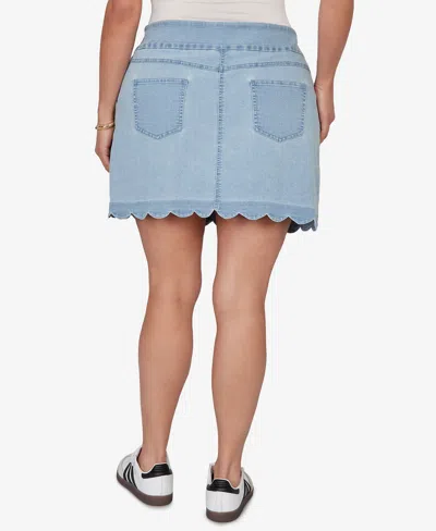 Ruby Rd. Plus Size Scalloped Hem Stretch Denim Skort In Blue