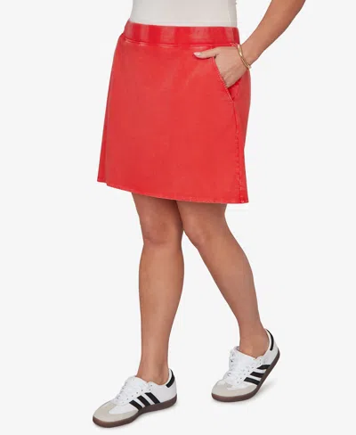 Ruby Rd. Plus Size French Terry Pull-on Skort In Red