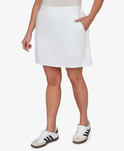 Ruby Rd. Plus Size French Terry Pull-on Skort In White