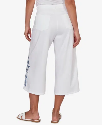 Ruby Rd. Petite Embroidered-hem Denim Capri Pants In White