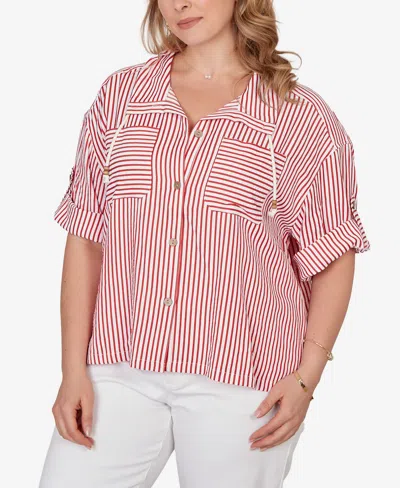 Ruby Rd. Plus Size Beaded Seersucker Portrait Collar Jacket In Multi