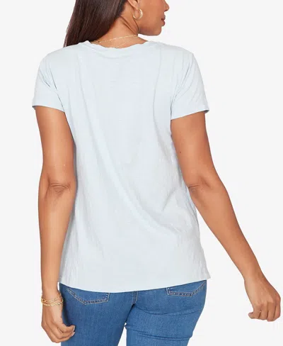 Ruby Rd. Petite Paisley Lace Solid Knit T-shirt In Blue