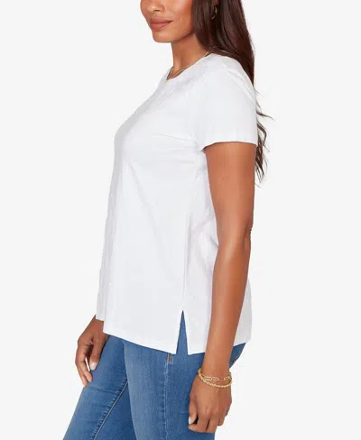Ruby Rd. Petite Paisley Lace Solid Knit T-shirt In White