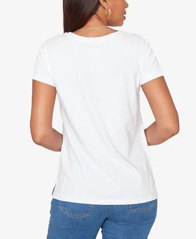 Ruby Rd. Petite Paisley Lace Solid Knit T-shirt In White