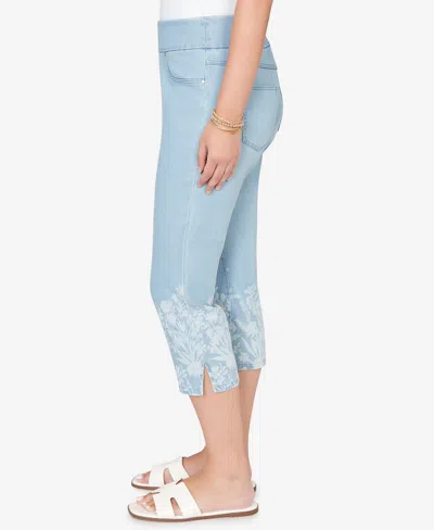 Ruby Rd. Petite Printed-hem Denim Capri Pants In Blue