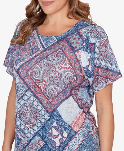 Ruby Rd. Plus Size Patchwork Shirred Crew Neck T-shirt In Multi