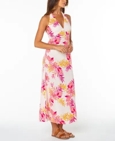 Roxy Beach Day Floral Halter Maxi Dress In Blue
