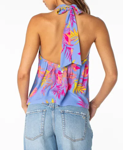 Roxy Fairweather Split Front Halter Top In Blue