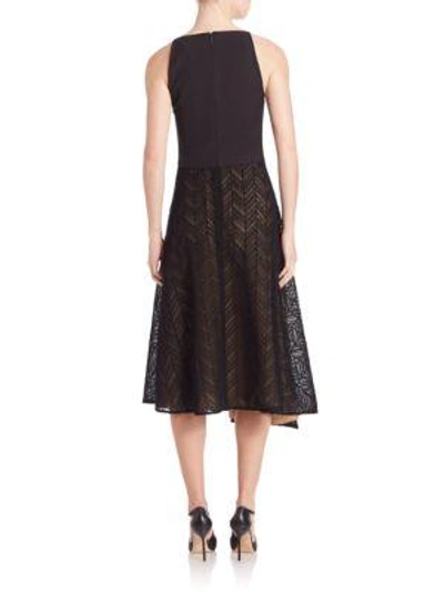 Shop Jason Wu Herringbone Lace Midi Dress In Black