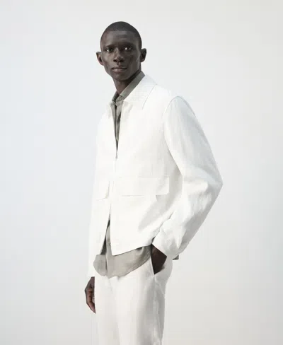 Mango Men's Pockets Jacket In White