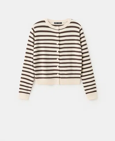 Mango Stripped Knit Cardigan In Multi