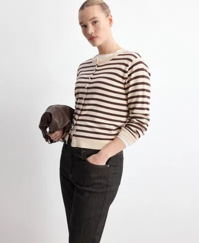 Mango Stripped Knit Cardigan In Multi