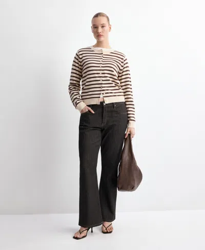 Mango Stripped Knit Cardigan In Multi