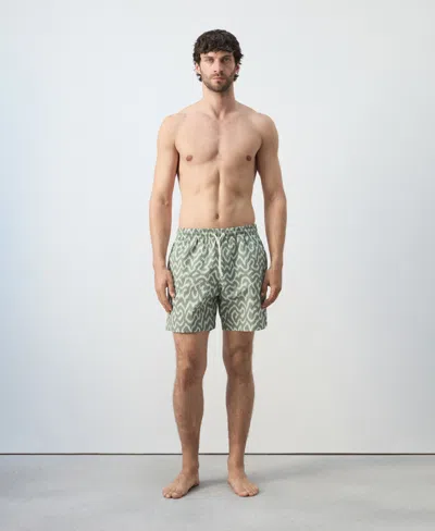 Mango Men's Drawstring Printed Swimsuit In Green