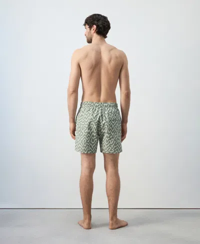 Mango Men's Drawstring Printed Swimsuit In Green