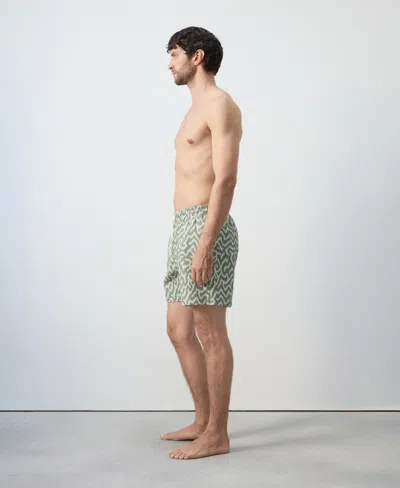 Mango Men's Drawstring Printed Swimsuit In Green