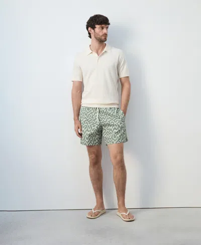 Mango Men's Drawstring Printed Swimsuit In Green