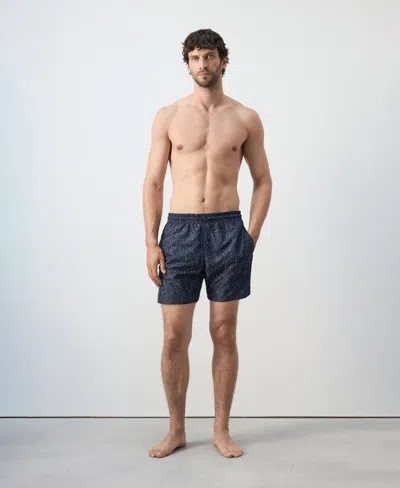 Mango Men's Drawstring Printed Swimsuit In Blue