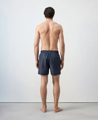 Mango Men's Drawstring Printed Swimsuit In Blue