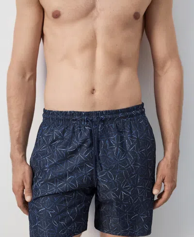 Mango Men's Drawstring Printed Swimsuit In Blue