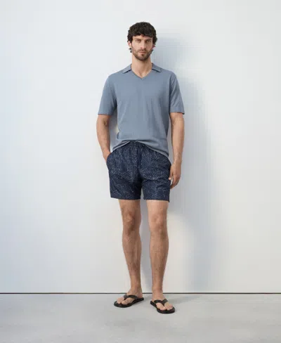 Mango Men's Drawstring Printed Swimsuit In Blue