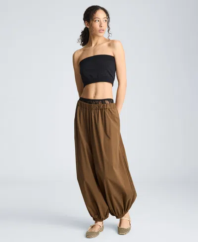 Kenneth Cole Pull On Bubble Leg Pant In Brown