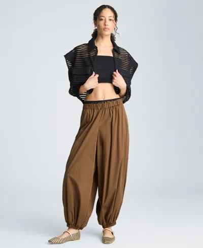 Kenneth Cole Pull On Bubble Leg Pant In Brown