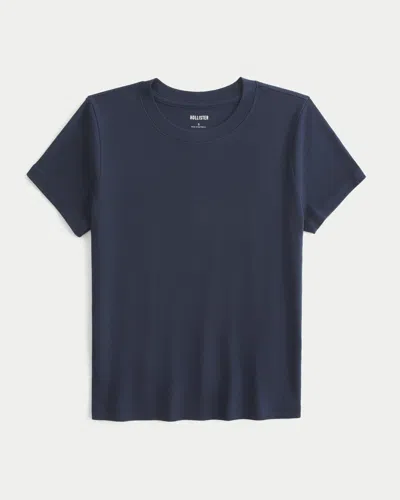Hollister Soft Stretch Seamless Fabric Crew Baby Tee In Blue