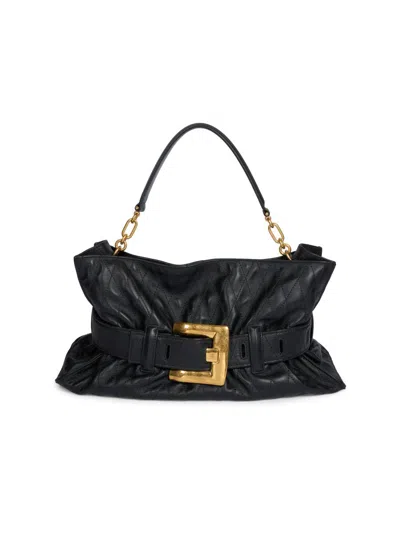 Balmain Anthem Medium Leather Tote In Black