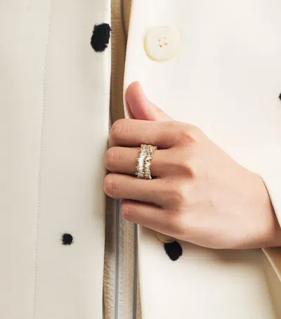 Suzanne Kalan Yellow Gold And Diamond Short Stack Ring In Gold