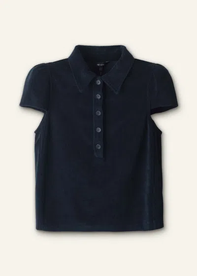 Me+em Towelling Polo Shirt Navy In Blue