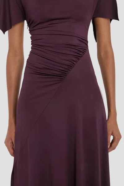 Victoria Beckham Womens Blackcurrant Cap-sleeve Draped Satin Midi Dress In Purple