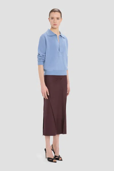 Victoria Beckham Genevieve Spread-collar Embroidered-logo Sweater In Blue