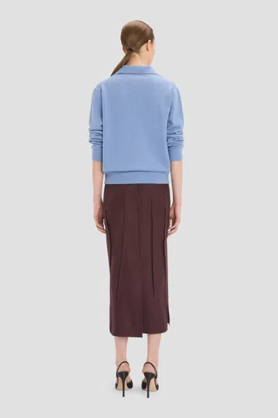 Victoria Beckham Genevieve Spread-collar Embroidered-logo Sweater In Blue