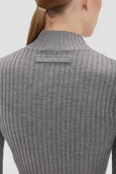 Victoria Beckham Womens Grey Marl Georgia Ribbed-knit Wool Jumper In Gray