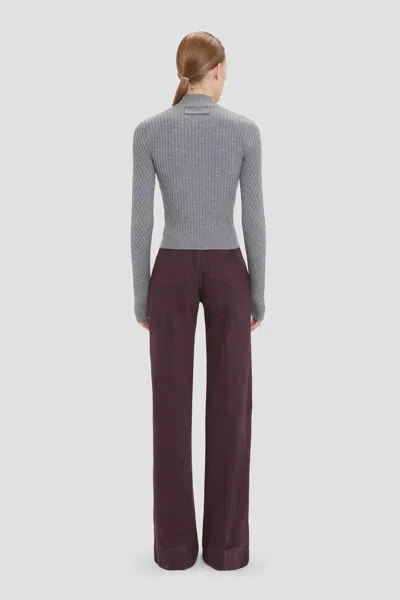 Victoria Beckham Womens Grey Marl Georgia Ribbed-knit Wool Jumper In Gray